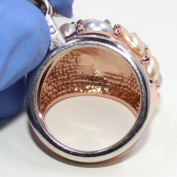 Unbranded Cluster Like Faux Pearls on Copper Base Color Fashion Ring - Picture 7 of 8